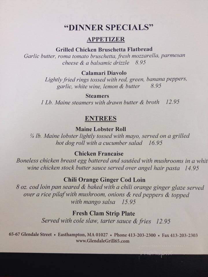 Glendale Grill - Easthampton, MA menu_pic