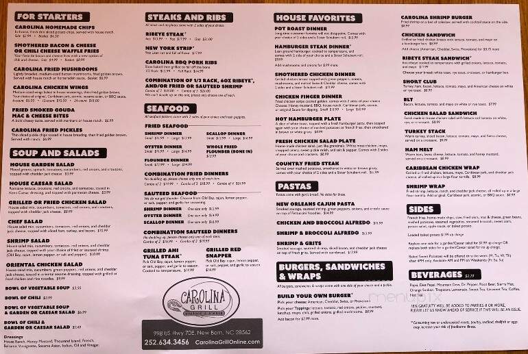 Carolina Grill - New Bern, NC menu_pic