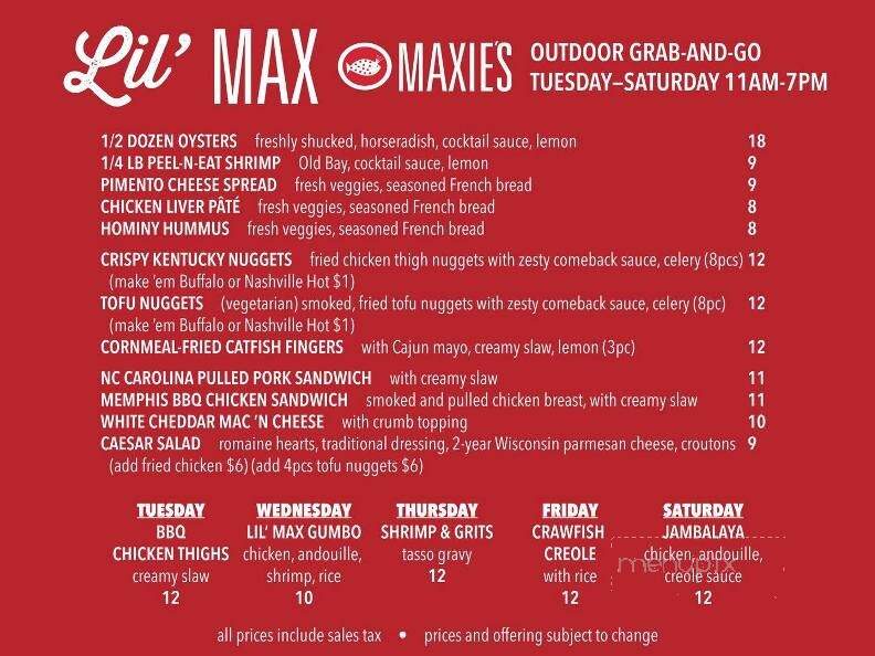 Maxie's Southern Comfort - Milwaukee, WI menu_pic