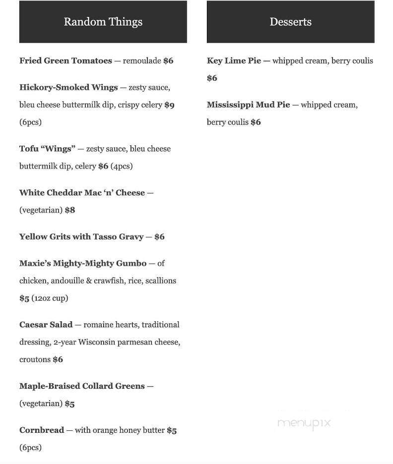 Maxie's Southern Comfort - Milwaukee, WI menu_pic