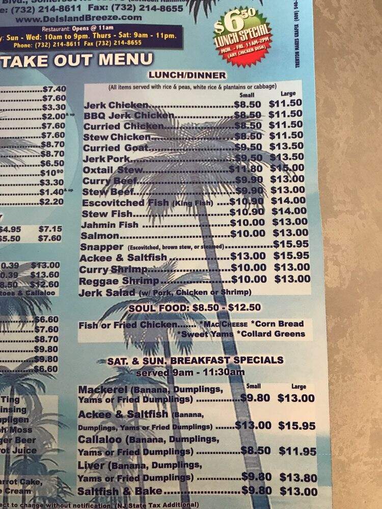 De Island Breeze - Somerset, NJ menu_pic