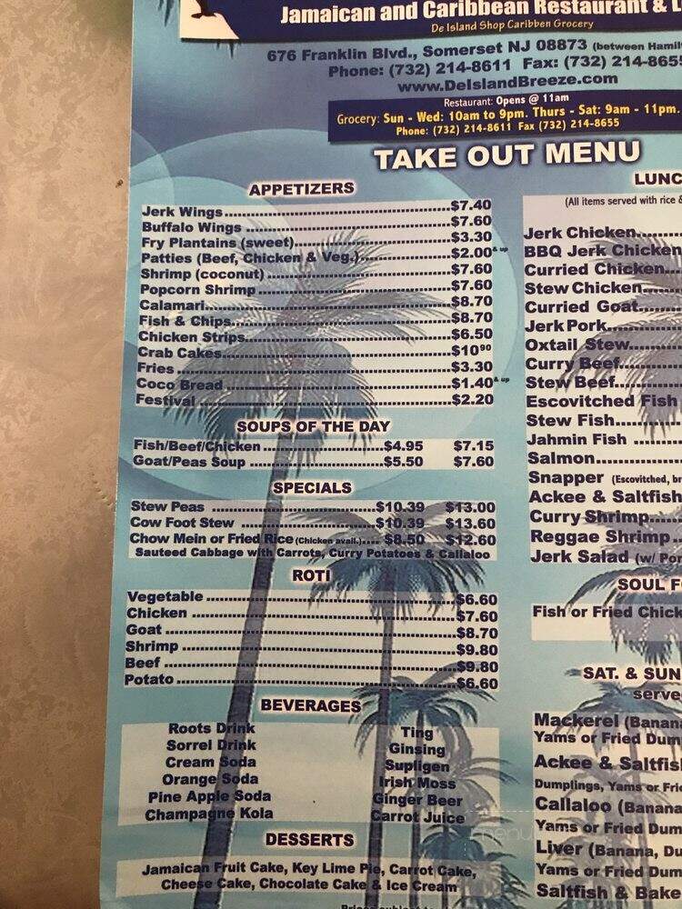 De Island Breeze - Somerset, NJ menu_pic