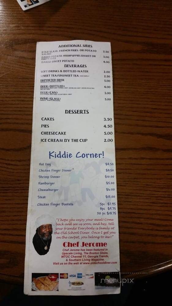 Old School Diner - Townsend, GA menu_pic