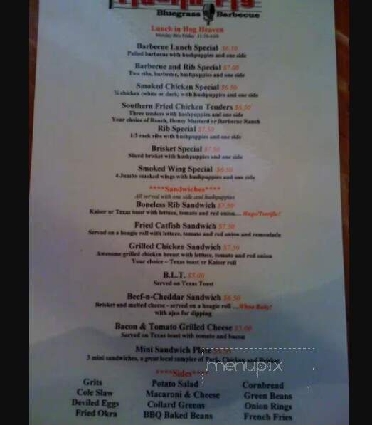Fiddlin Pig - Asheville, NC menu_pic