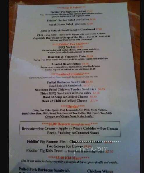 Fiddlin Pig - Asheville, NC menu_pic