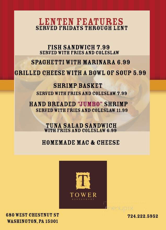 The Tower Restaurant & Lounge - Washington, PA menu_pic