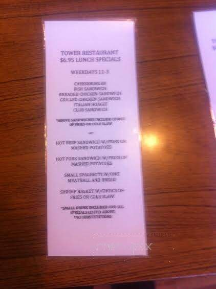The Tower Restaurant & Lounge - Washington, PA menu_pic