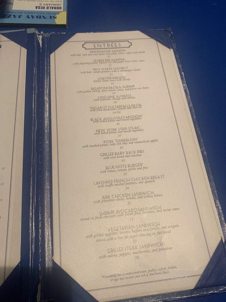 Blue Note Jazz Club and Restaurant - New York, NY menu_pic