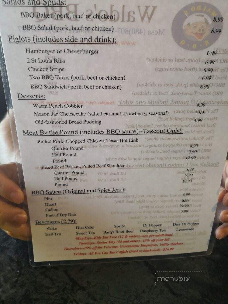 Menu of Waldo's BBQ in Mesa, AZ 85205