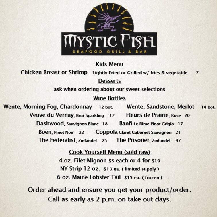 Mystic Fish Seafood Grill - Palm Harbor, FL menu_pic