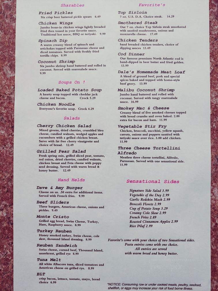 Dave & Amy's - White Lake, MI menu_pic