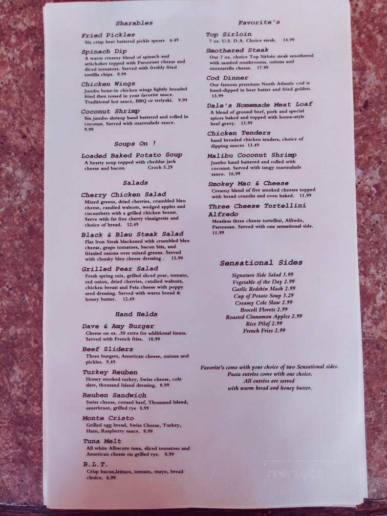 Dave & Amy's - White Lake, MI menu_pic