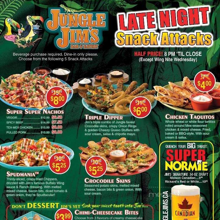 Jungle Jims Restaurant - Yarmouth, NS menu_pic