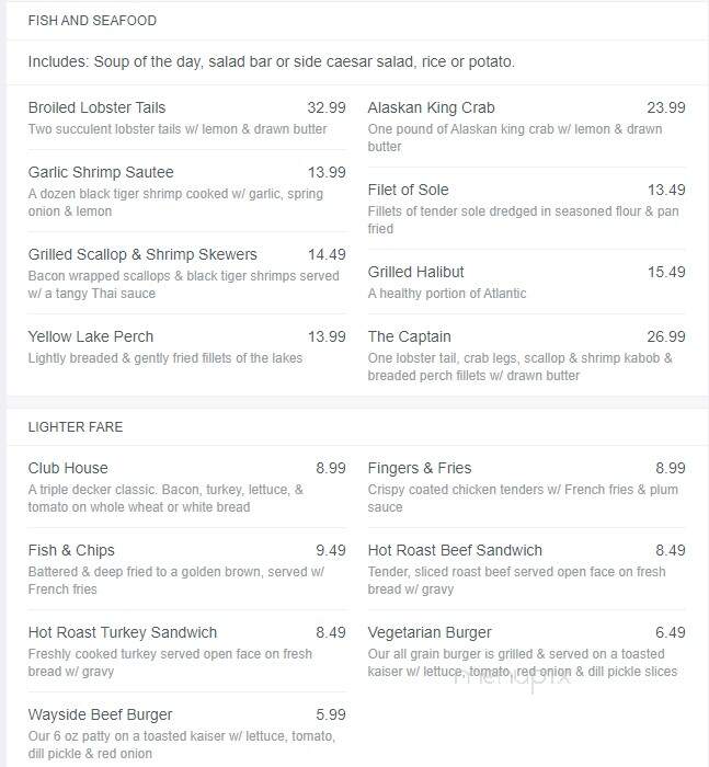 Wayside Dining Lounge - Talbotville Royal, ON menu_pic