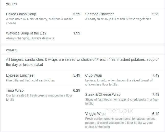 Wayside Dining Lounge - Talbotville Royal, ON menu_pic