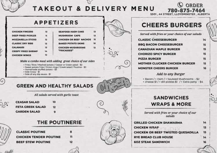 Cheers Restaurant & Lounge - Lloydminster, SK menu_pic