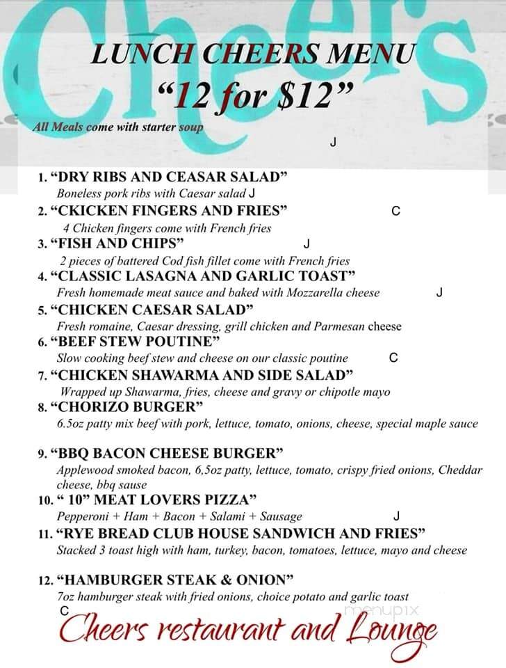 Cheers Restaurant & Lounge - Lloydminster, SK menu_pic