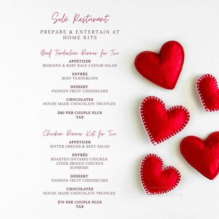 Sole Restaurant & Wine Bar - Waterloo, ON menu_pic