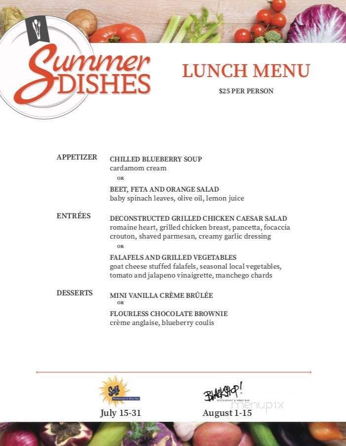 Sole Restaurant & Wine Bar - Waterloo, ON menu_pic