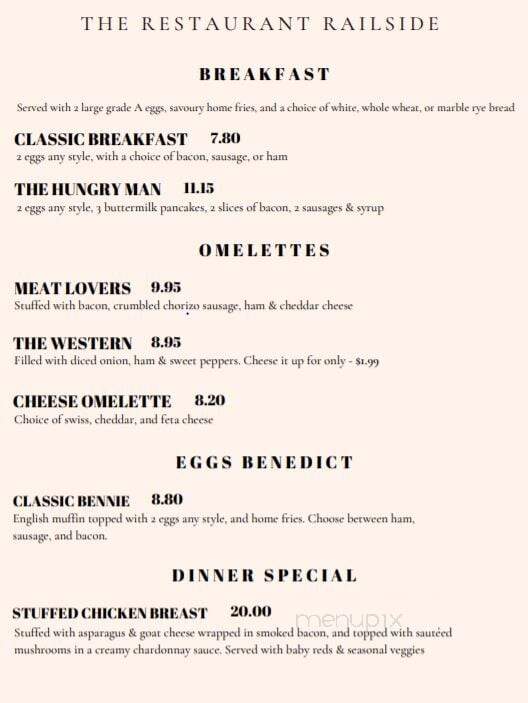 Railside Restaurant - Port Hope, ON menu_pic
