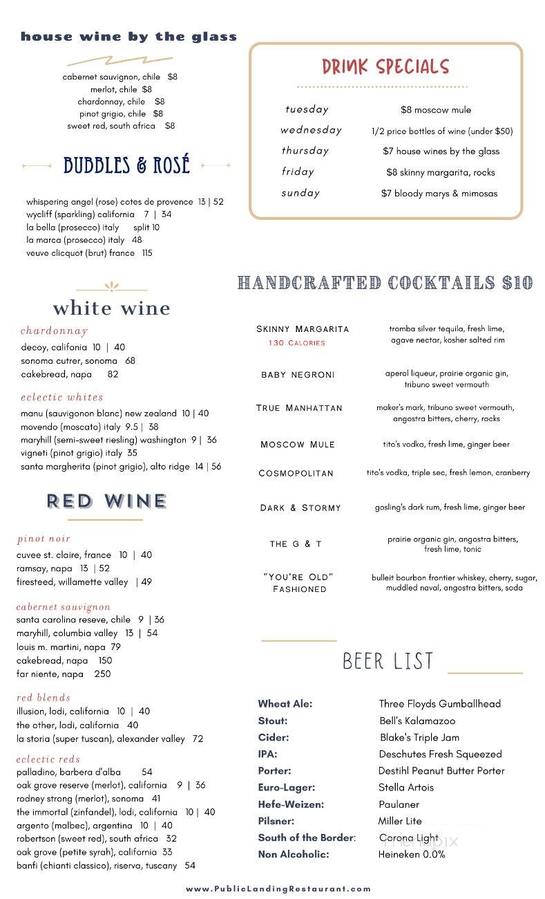 Public Landing Restaurant - Lockport, IL menu_pic