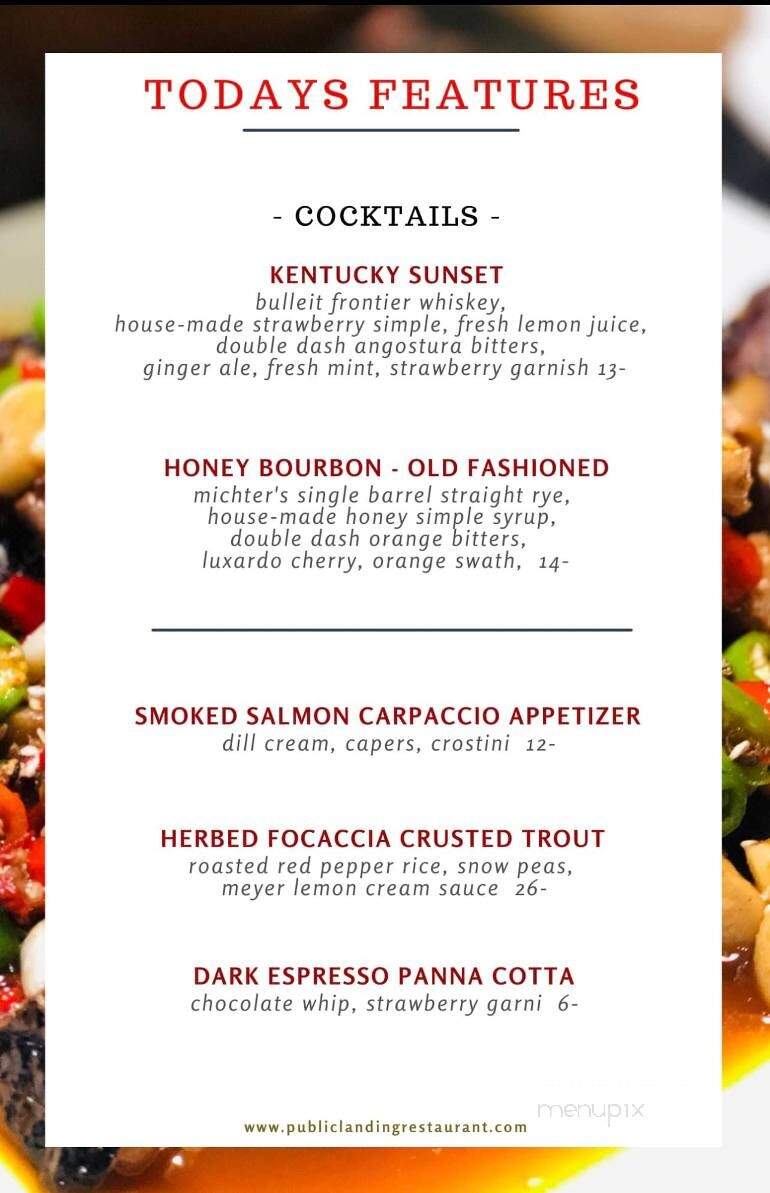 Public Landing Restaurant - Lockport, IL menu_pic