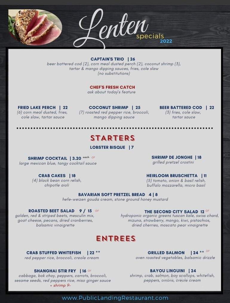 Public Landing Restaurant - Lockport, IL menu_pic