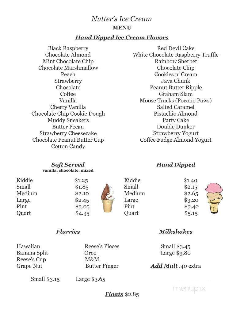 Nutter's Ice Cream - Sharpsburg, MD menu_pic