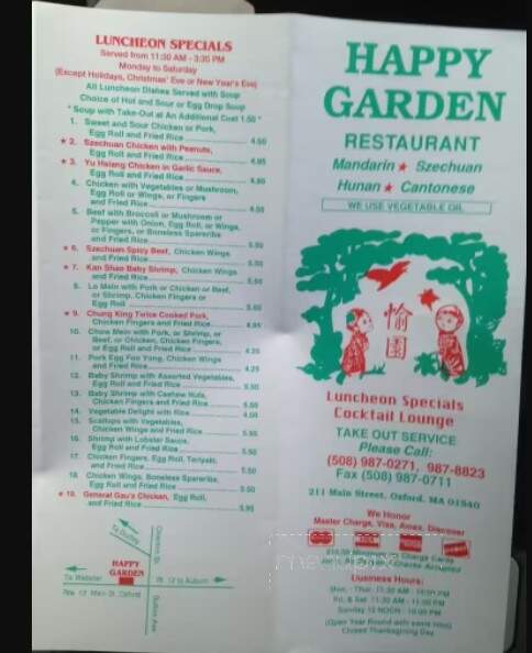 Happy Garden Restaurant - Oxford, MA