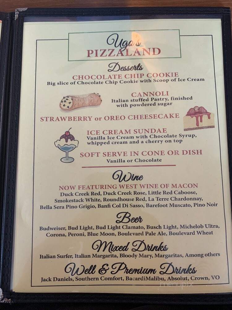 Ugo's Pizzaland - Bevier, MO menu_pic