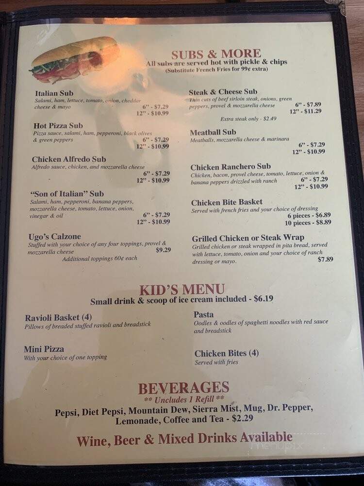 Ugo's Pizzaland - Bevier, MO menu_pic