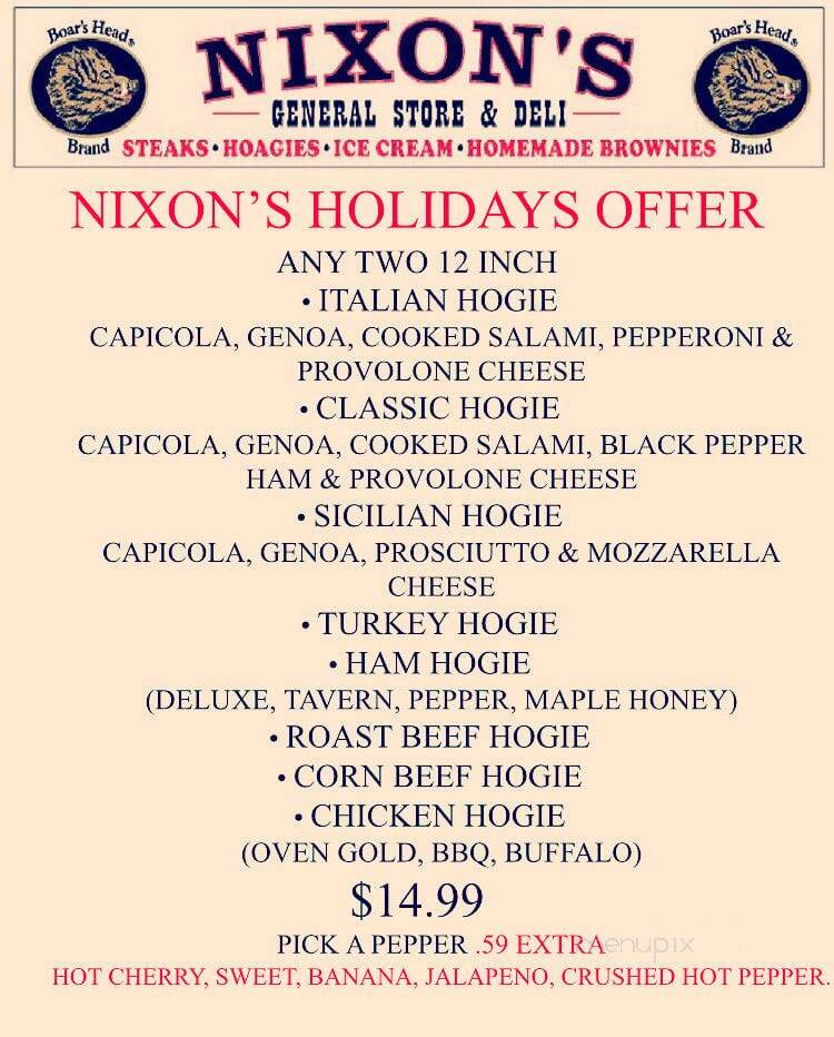 Nixon's General Store - Tabernacle, NJ menu_pic