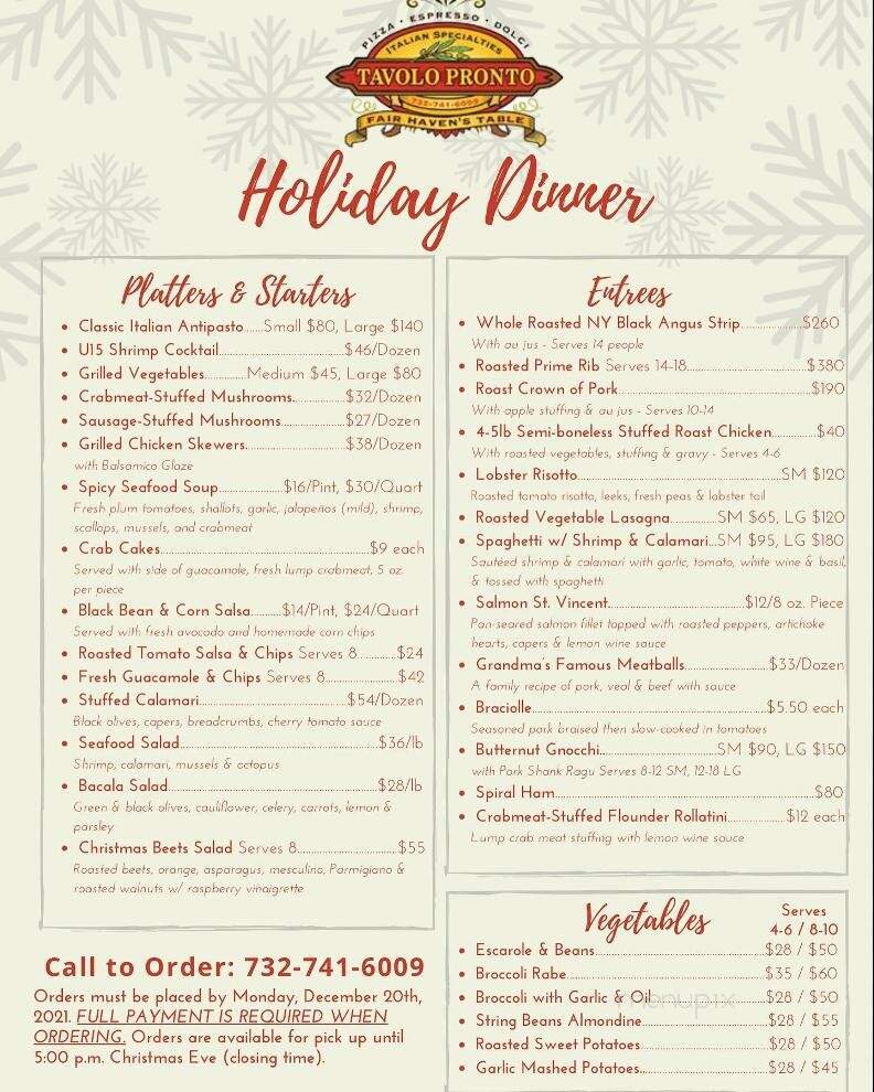 Tavolo Pronto - Fair Haven, NJ menu_pic