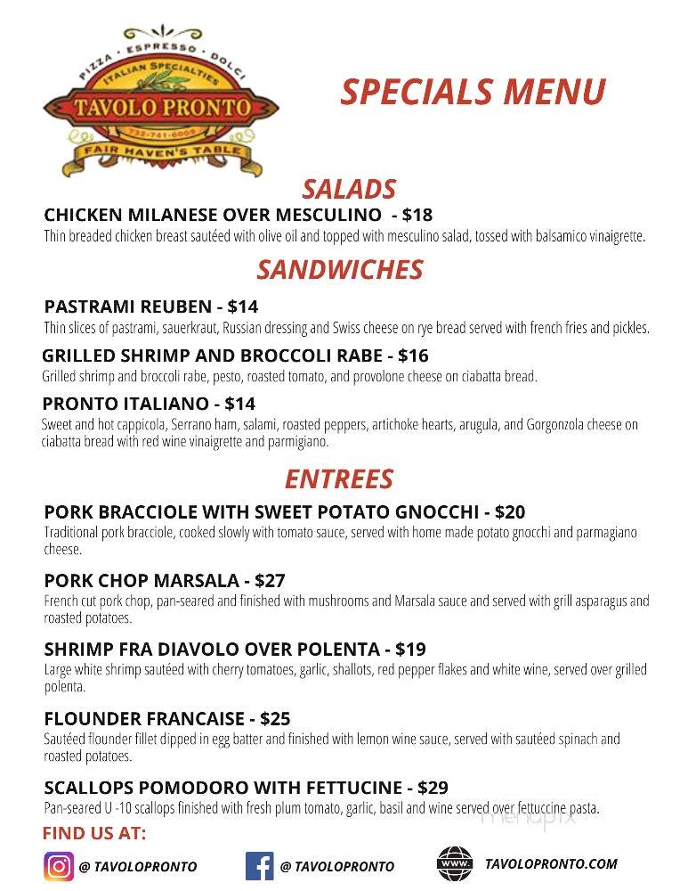 Tavolo Pronto - Fair Haven, NJ menu_pic