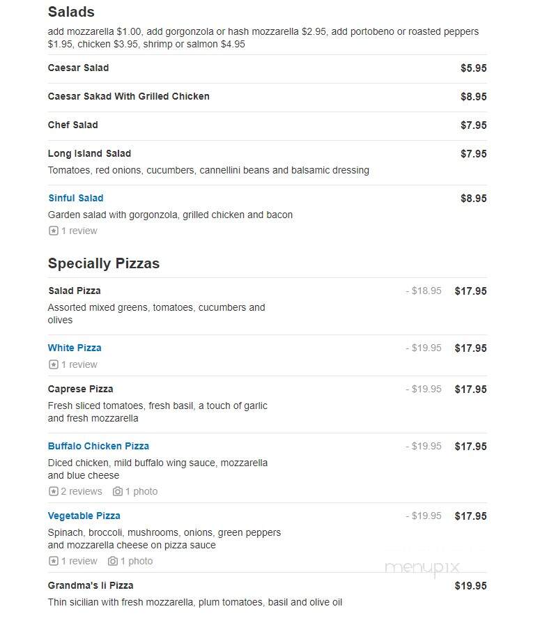 Villaggio Pizzeria - Tuckahoe, NY menu_pic