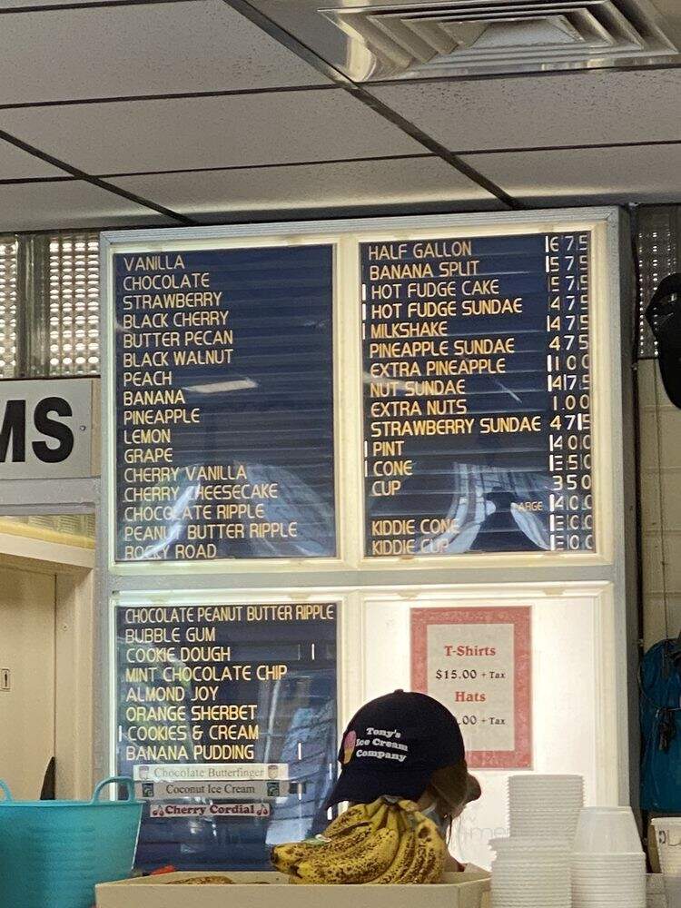 Tony's Ice Cream - Gastonia, NC menu_pic