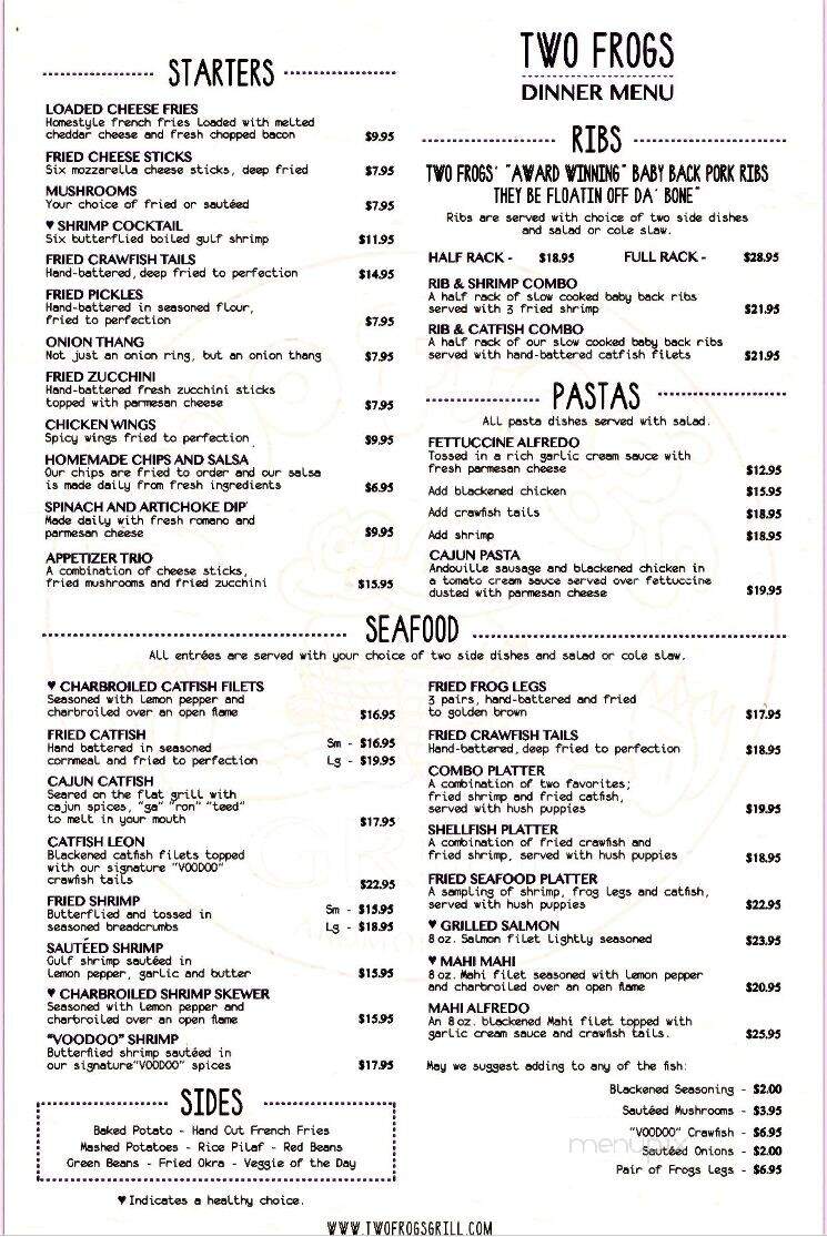 Two Frog's Grill - Ardmore, OK menu_pic