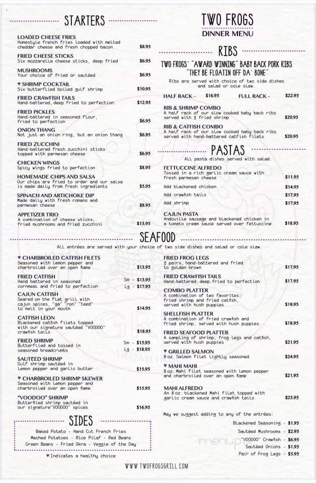 Two Frog's Grill - Ardmore, OK menu_pic