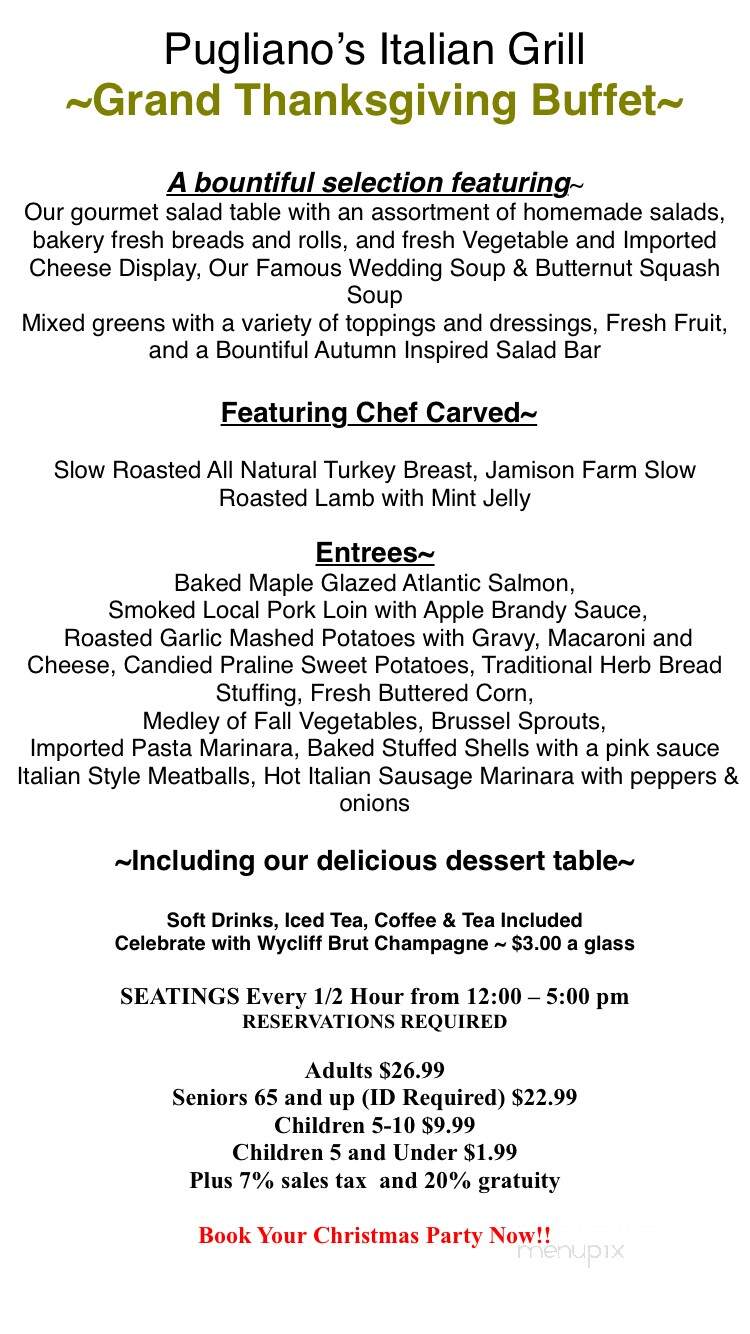 Pugliano's Italian Grill - Plum, PA menu_pic