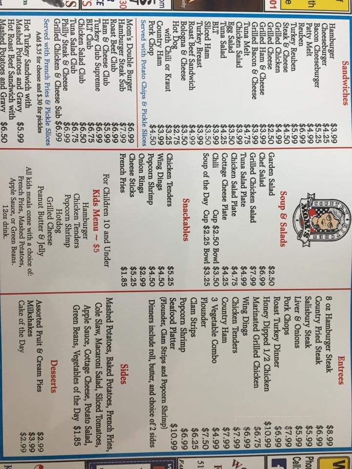 Moms Country Kitchen - Front Royal, VA menu_pic
