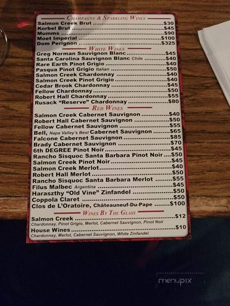 Coach House - San Juan Capistrano, CA menu_pic