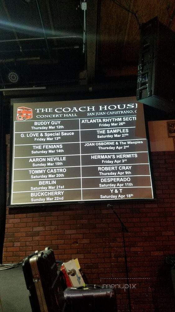 Coach House - San Juan Capistrano, CA menu_pic