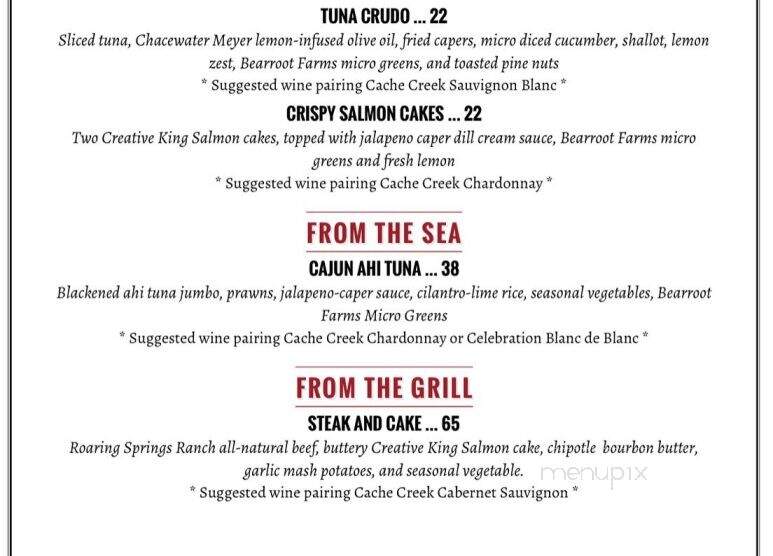 Saw Shop Gallery Bistro - Kelseyville, CA menu_pic