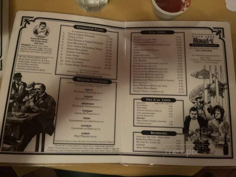 Manuel's Mexican Restaurant - Aptos, CA menu_pic
