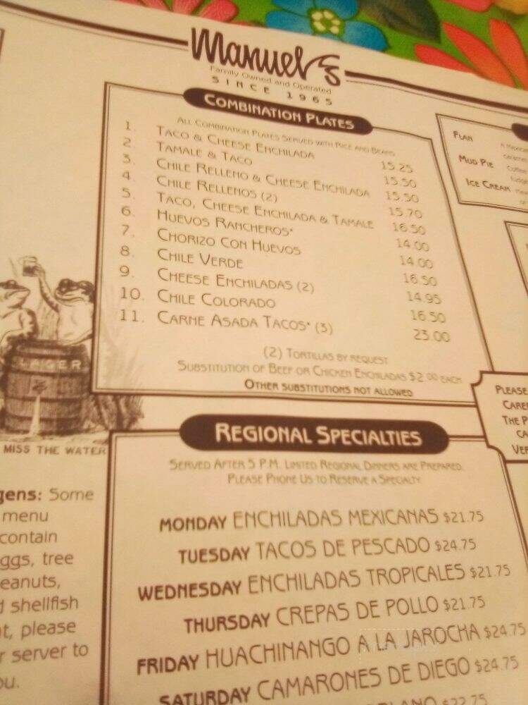 Manuel's Mexican Restaurant - Aptos, CA menu_pic