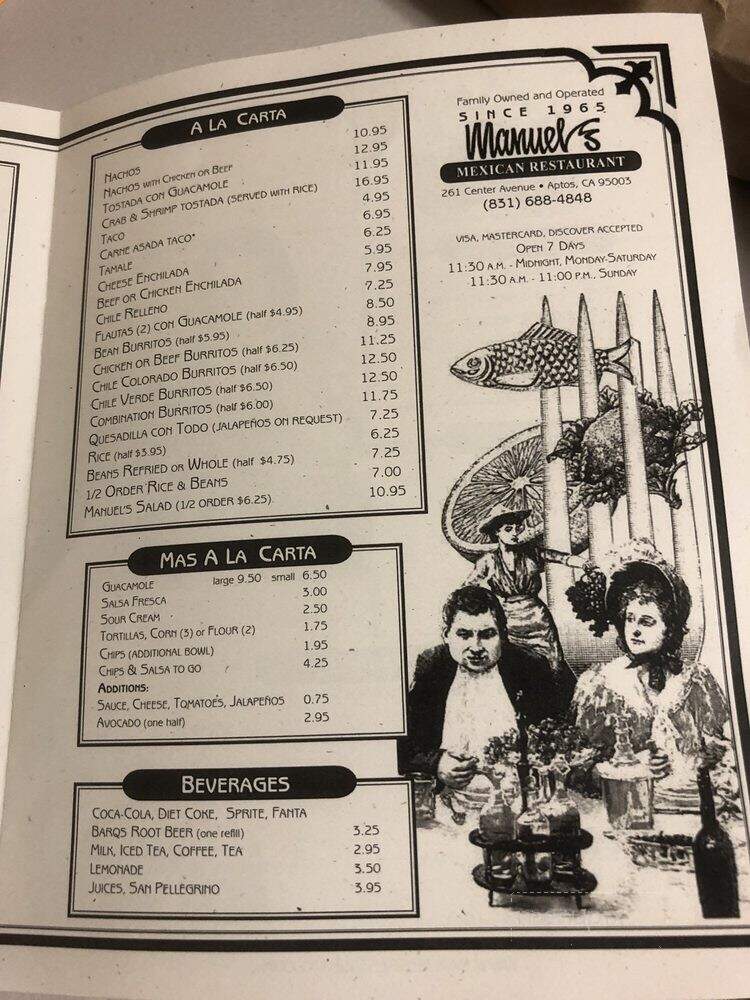 Manuel's Mexican Restaurant - Aptos, CA menu_pic