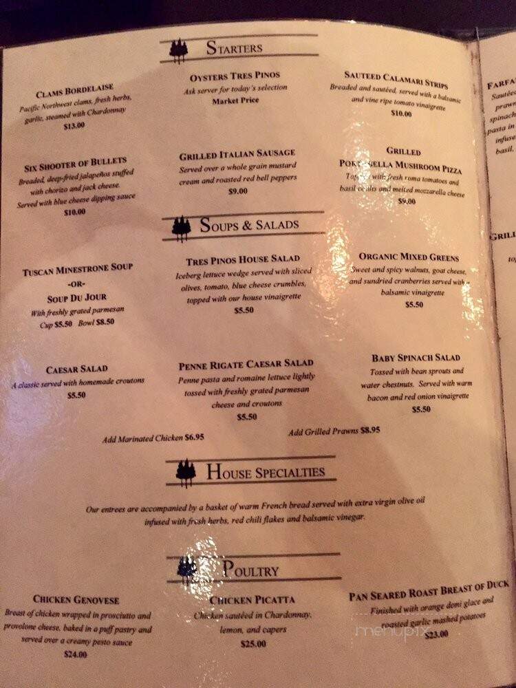 Inn At Tres Pinos - Tres Pinos, CA menu_pic
