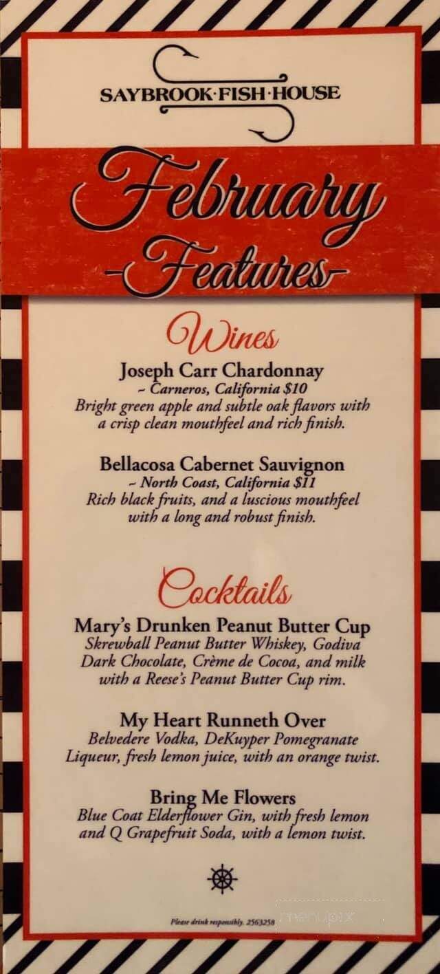 Saybrook Fish House - Rocky Hill, CT menu_pic