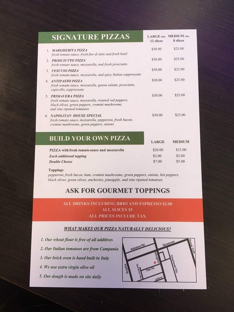 Napolitan Brick Oven Pizza - Toronto, ON menu_pic
