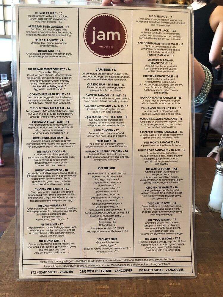 Jam Cafe - Victoria, BC menu_pic